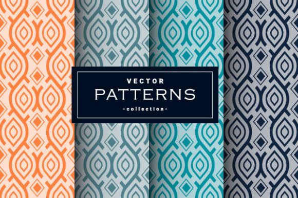 Curved Seamless Patterns Set in Four