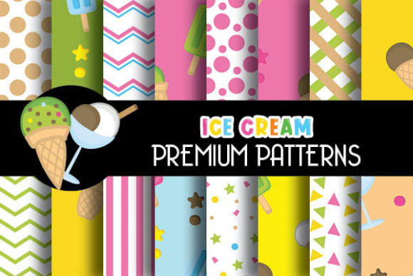 Ice Cream Digital Papers Patterns