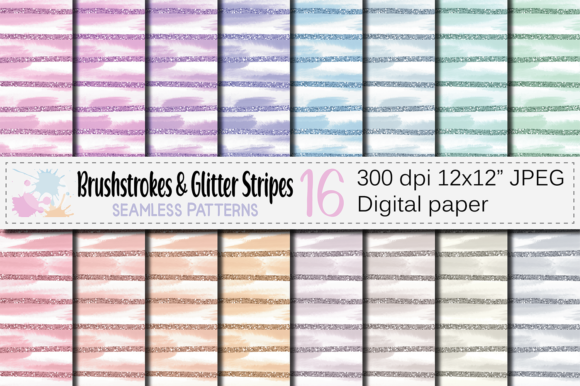 Pastel Strokes Glitter Stripes Patterns