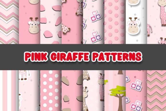 Pink Giraffe Digital Paper Patterns for Creative Projects
