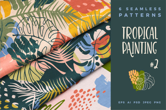 Tropical Painting. Seamless Patterns